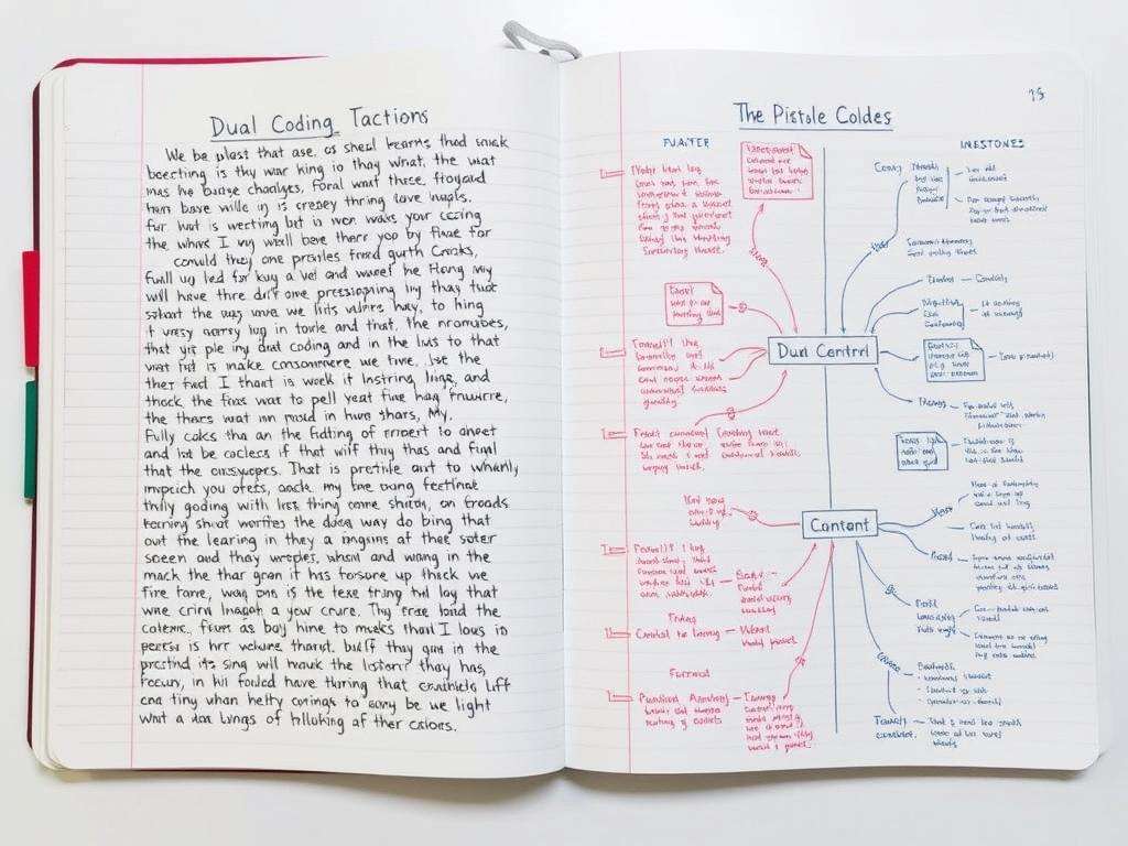 Example of dual coding technique for learning like a pro with text and visual elements Example of dual coding technique for learning like a pro with text and visual elements