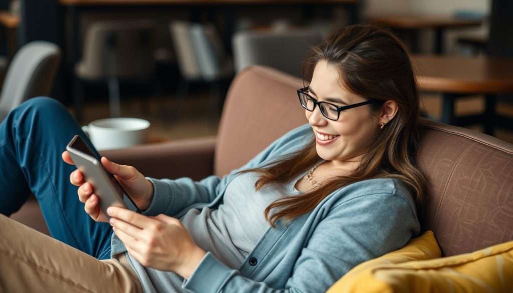 Person enjoying learning through digital resources on a tablet, showing the joy of learning something new every day Person enjoying learning through digital resources on a tablet, showing the joy of learning something new every day