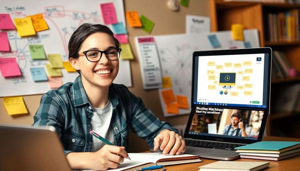 Person enjoying learning with Studying Machine's fun approach to education Person enjoying learning with Studying Machine's fun approach to education