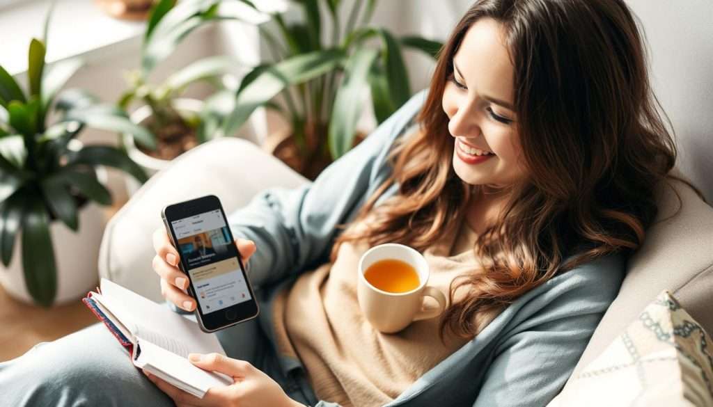 Person implementing daily learning habits by reading, using apps, and taking notes, showing the joy of learning something new every day Person implementing daily learning habits by reading, using apps, and taking notes, showing the joy of learning something new every day