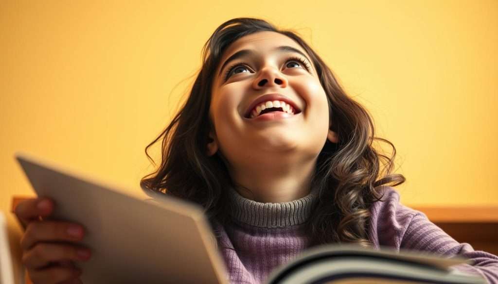 Person joyfully engaged in learning with a sense of wonder, epitomizing the joy of learning something new every day Person joyfully engaged in learning with a sense of wonder, epitomizing the joy of learning something new every day