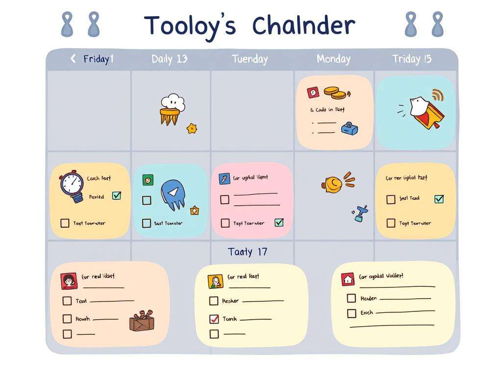 Calendar showing 7-day learning challenge with different activities - fall in love with learning Calendar showing 7-day learning challenge with different activities - fall in love with learning