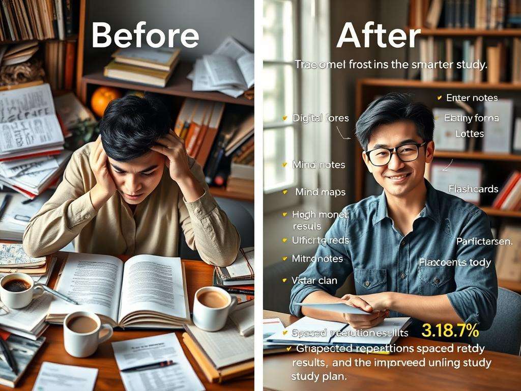 Before and after comparison of traditional vs study smarter methods