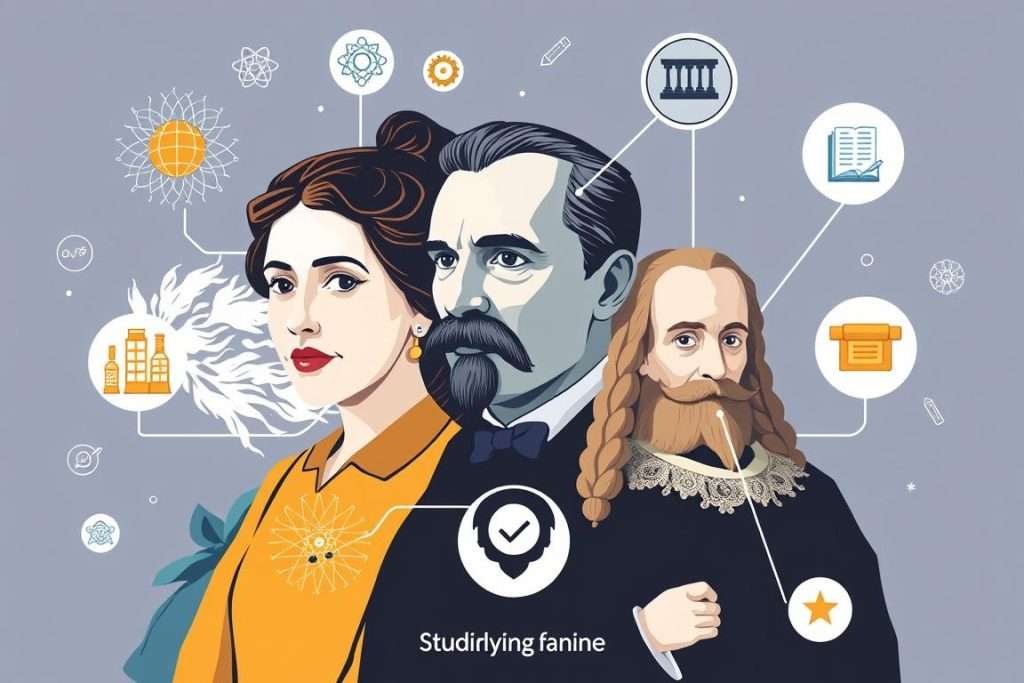 Illustration of famous scientists and their study smarter techniques featured on Studying Machine