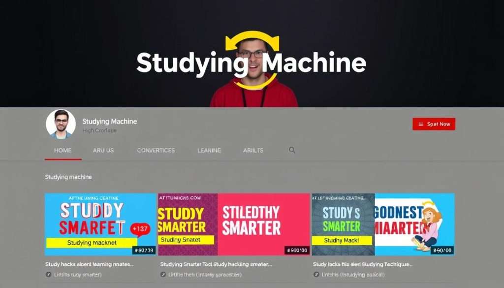 Studying Machine YouTube channel showing study smarter techniques and engaging learning content