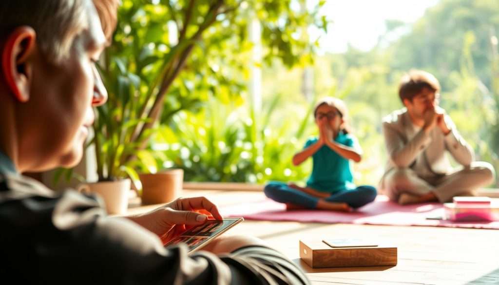 A vibrant, colorful scene depicting various memory improvement strategies. In the foreground, a person engages in a memory game, such as a classic matching or memory card game, with a look of focused concentration. In the middle ground, a person practices mindfulness and meditation, surrounded by a calming natural setting with lush greenery. In the background, a person exercises their brain with puzzle-solving activities and brain teasers. The scene is bathed in warm, natural lighting, creating a sense of positivity and mental well-being. The overall atmosphere evokes a harmonious blend of cognitive challenges and relaxation, emphasizing the multifaceted approach to enhancing memory and cognitive abilities.