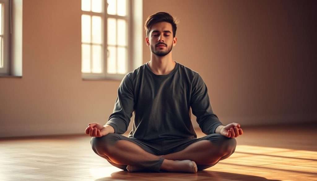 A person in a focused, meditative pose, sitting cross-legged on a wooden floor, their hands resting gently on their knees. The background is a minimalist, serene space with soft, natural lighting filtering through large windows, casting a warm, golden glow. The individual's expression conveys a sense of calm, inner strength, and unwavering determination as they engage in the process of skill mastery. Subtle details, such as the person's posture and the texture of their clothing, contribute to the overall atmosphere of intentionality and discipline. The composition emphasizes the individual's journey, highlighting the importance of building sustainable habits for achieving mastery. A person in a focused, meditative pose, sitting cross-legged on a wooden floor, their hands resting gently on their knees. The background is a minimalist, serene space with soft, natural lighting filtering through large windows, casting a warm, golden glow. The individual's expression conveys a sense of calm, inner strength, and unwavering determination as they engage in the process of skill mastery. Subtle details, such as the person's posture and the texture of their clothing, contribute to the overall atmosphere of intentionality and discipline. The composition emphasizes the individual's journey, highlighting the importance of building sustainable habits for achieving mastery.