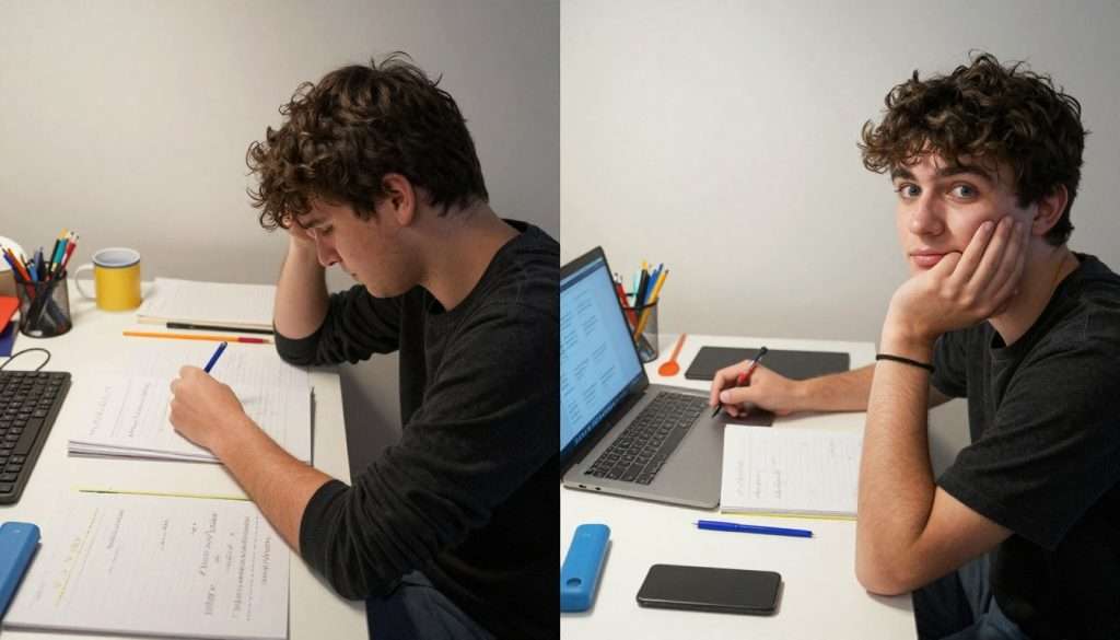 Before and after transformation of a student's study habits using Studying Machine techniques