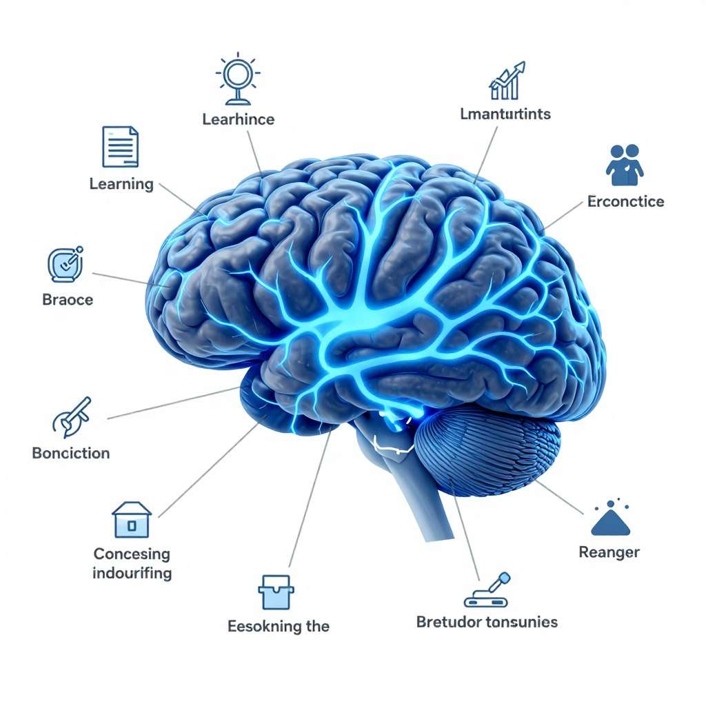 Brain visualization with learning pathways highlighted