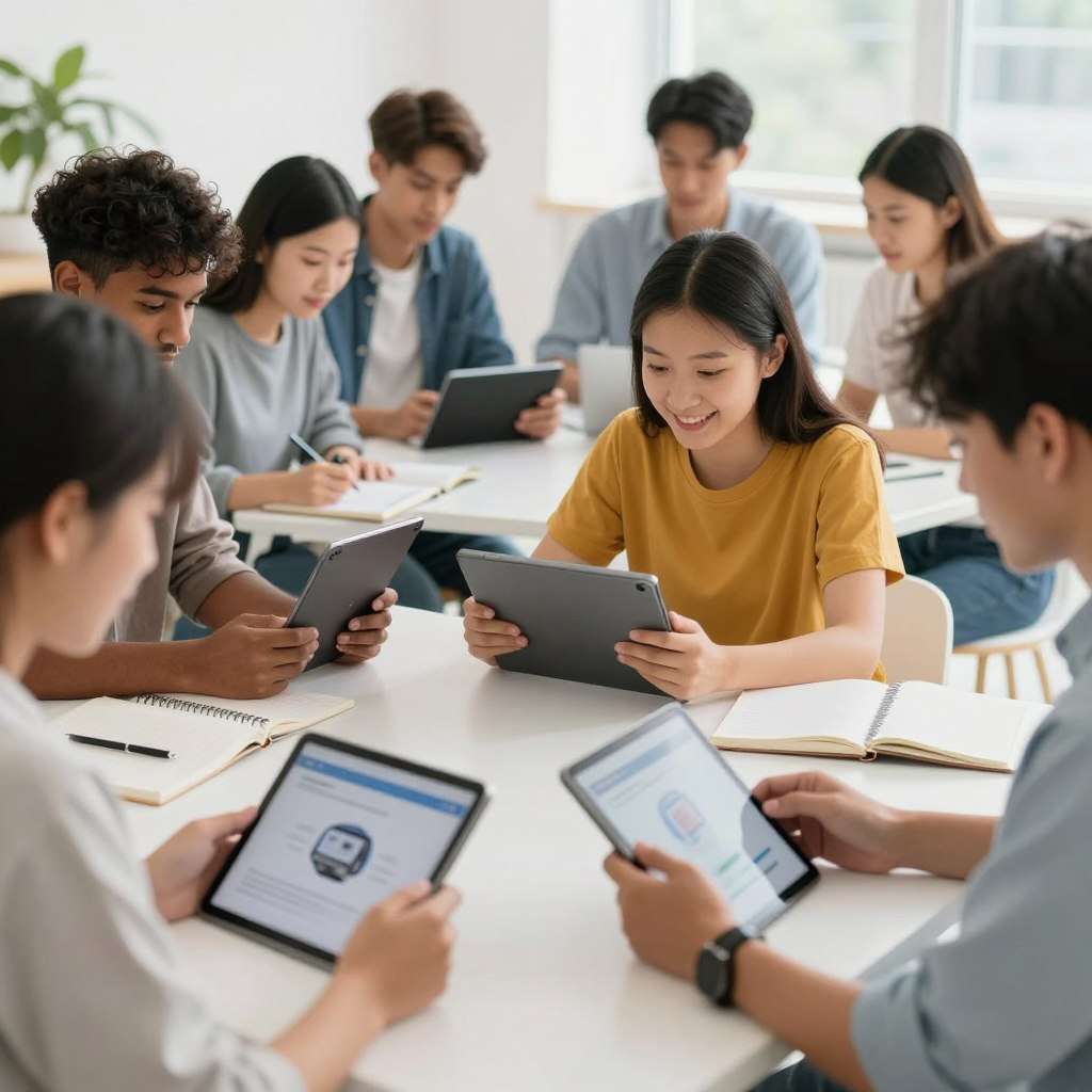 Diverse group of students using Studying Machine techniques