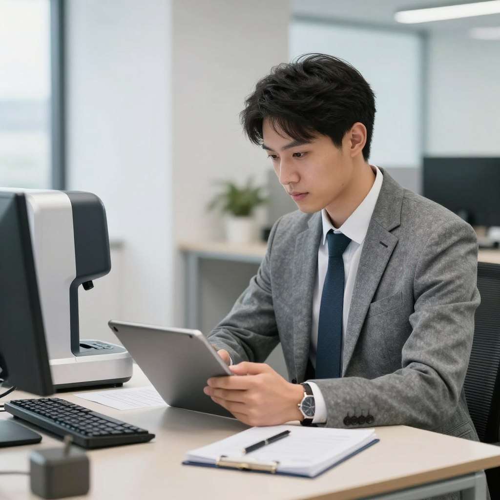 Professional using Studying Machine techniques during work break