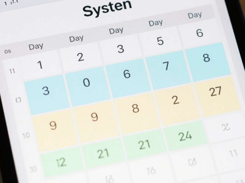 Spaced repetition system calendar showing optimal review intervals