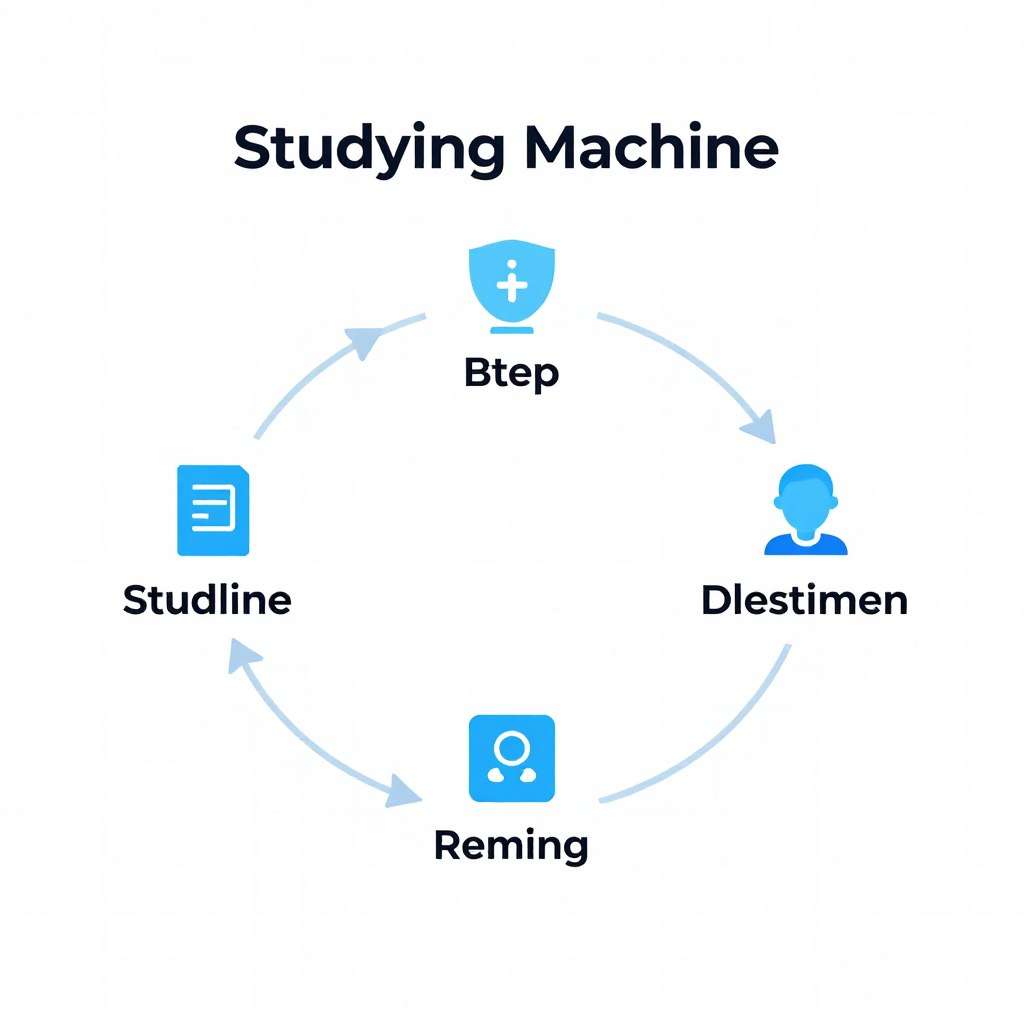 Step-by-step learning process diagram from Studying Machine
