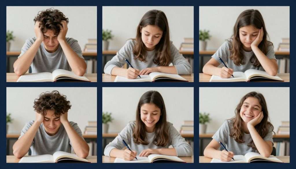 Student experiencing the transformation from struggling to thriving with Studying Machine techniques