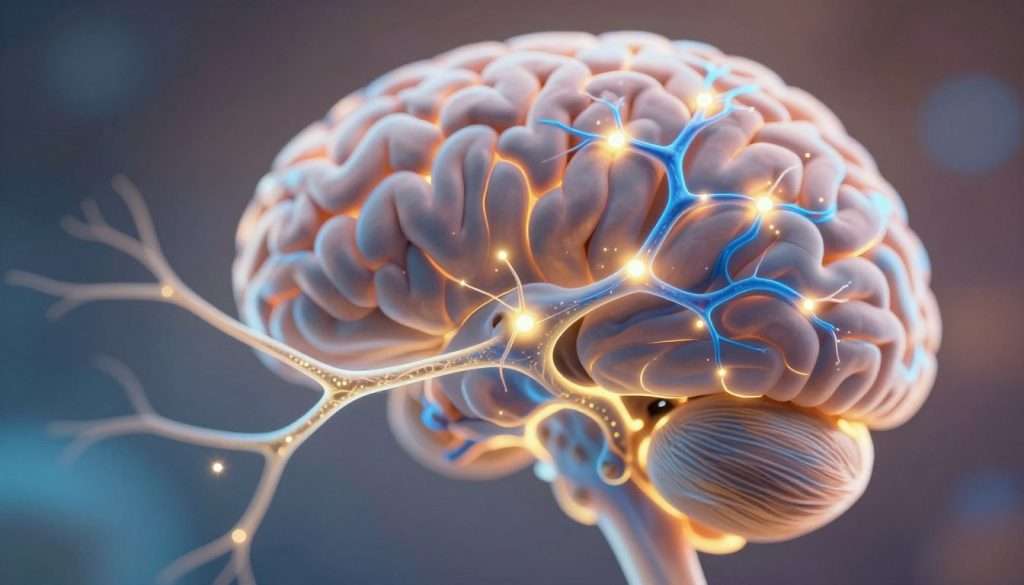 A close-up view of a human brain illuminated by a soft, ethereal light, showcasing various neural connections glowing in vivid hues of blue and gold to represent active memory formation. In the foreground, delicate dendrites reach out like intricate branches, highlighting synaptic activity with sparkling effects. The middle ground features clusters of neurons interconnected by shimmering pathways, symbolizing the storage and strengthening of memories. In the background, a gentle gradient of warm and cool colors creates a tranquil atmosphere, evoking a sense of discovery. The scene should be shot with a macro lens to emphasize the intricate details of the brain's structure, bathed in ambient lighting that suggests a sense of wonder and exploration in the science of learning. A close-up view of a human brain illuminated by a soft, ethereal light, showcasing various neural connections glowing in vivid hues of blue and gold to represent active memory formation. In the foreground, delicate dendrites reach out like intricate branches, highlighting synaptic activity with sparkling effects. The middle ground features clusters of neurons interconnected by shimmering pathways, symbolizing the storage and strengthening of memories. In the background, a gentle gradient of warm and cool colors creates a tranquil atmosphere, evoking a sense of discovery. The scene should be shot with a macro lens to emphasize the intricate details of the brain's structure, bathed in ambient lighting that suggests a sense of wonder and exploration in the science of learning.