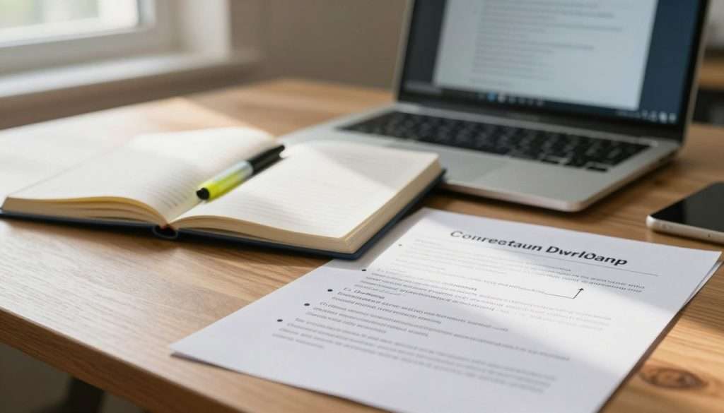 A visually engaging essay plan displayed on a wooden desk, with sheets of paper showing a clear claim linked to course evidence. In the foreground, a focused view of the plan illustrates key bullet points and arrows connecting ideas. The middle features an open notebook with neatly written notes and a highlighter, while a laptop displaying an open word processing program is slightly blurred in the background. Soft, natural lighting filters through a nearby window, casting gentle shadows and creating a calm study atmosphere. The overall mood is organized and scholarly, conveying a sense of focused concentration and effective study techniques, ideal for preparing for essay exams. A visually engaging essay plan displayed on a wooden desk, with sheets of paper showing a clear claim linked to course evidence. In the foreground, a focused view of the plan illustrates key bullet points and arrows connecting ideas. The middle features an open notebook with neatly written notes and a highlighter, while a laptop displaying an open word processing program is slightly blurred in the background. Soft, natural lighting filters through a nearby window, casting gentle shadows and creating a calm study atmosphere. The overall mood is organized and scholarly, conveying a sense of focused concentration and effective study techniques, ideal for preparing for essay exams.